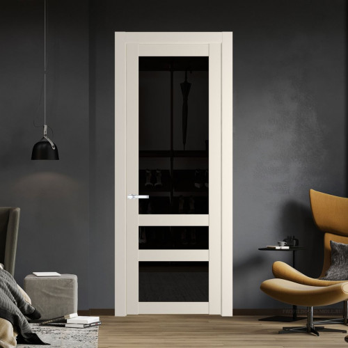 Межкомнатная дверь ProfilDoors 2.5.2 PD цвет Кремовая Магнолия вставка Черное тонированное