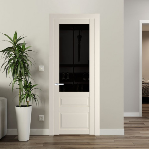 Межкомнатная дверь ProfilDoors 2.5.3 PD цвет Кремовая Магнолия вставка Черное тонированное