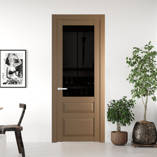 Межкомнатная дверь ProfilDoors 2.5.3 PD цвет Перламутр золото вставка Черное тонированное