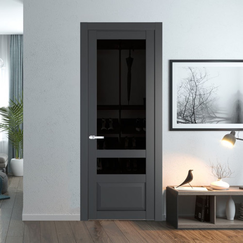 Межкомнатная дверь ProfilDoors 2.5.4 PD цвет Графит вставка Черное тонированное