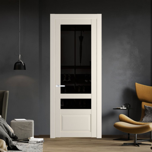 Межкомнатная дверь ProfilDoors 2.5.4 PD цвет Кремовая Магнолия вставка Черное тонированное