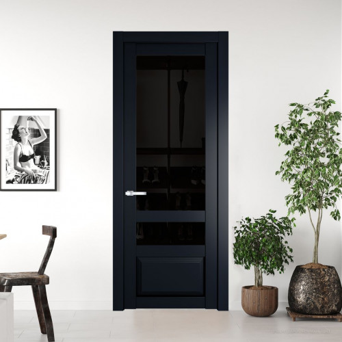 Межкомнатная дверь ProfilDoors 2.5.4 PD цвет Нэви Блу вставка Черное тонированное