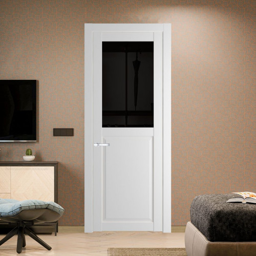 Межкомнатная дверь ProfilDoors 2.6.2 PD цвет Крем Вайт вставка Черное тонированное