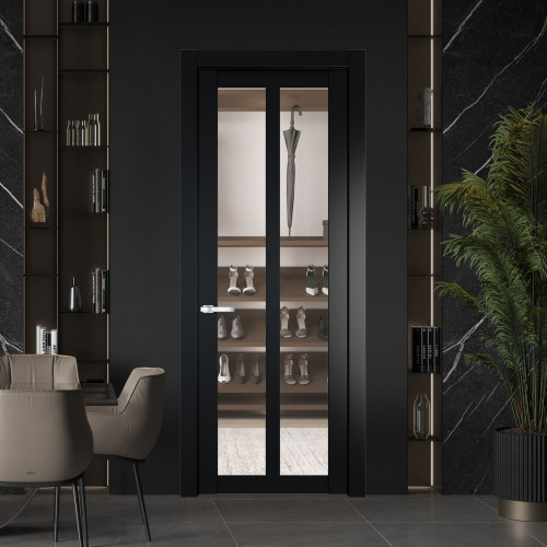 Межкомнатная дверь ProfilDoors 2.7.2 PD цвет Блэк вставка Прозрачное