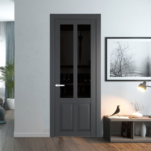 Межкомнатная дверь ProfilDoors 2.8.2 PD цвет Графит вставка Черное тонированное