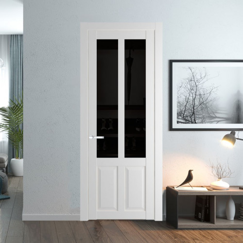 Межкомнатная дверь ProfilDoors 2.8.2 PD цвет Крем Вайт вставка Черное тонированное