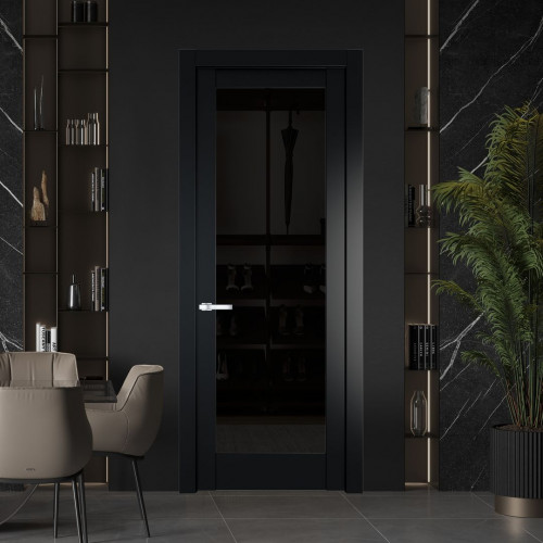 Межкомнатная дверь ProfilDoors 3.1.2 PD цвет Блэк вставка Черное тонированное