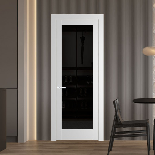 Межкомнатная дверь ProfilDoors 3.1.2 PD цвет Крем Вайт вставка Черное тонированное