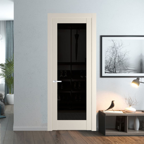 Межкомнатная дверь ProfilDoors 3.1.2 PD цвет Кремовая Магнолия вставка Черное тонированное