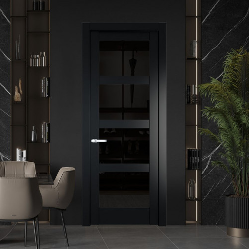 Межкомнатная дверь ProfilDoors 3.4.2 PD цвет Блэк вставка Черное тонированное