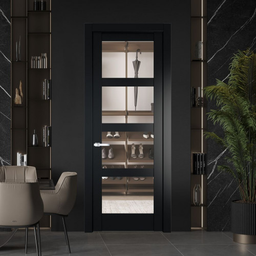 Межкомнатная дверь ProfilDoors 3.4.2 PD цвет Блэк вставка Прозрачное