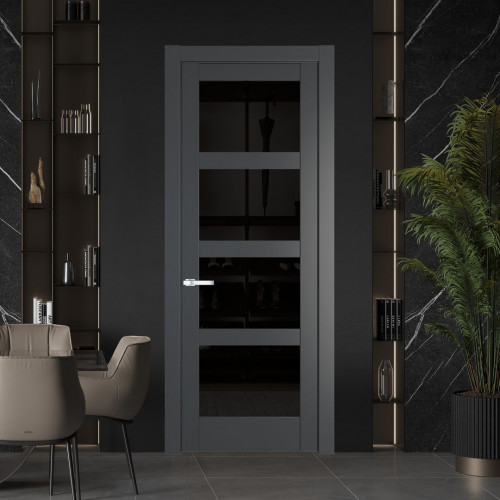 Межкомнатная дверь ProfilDoors 3.4.2 PD цвет Графит вставка Черное тонированное