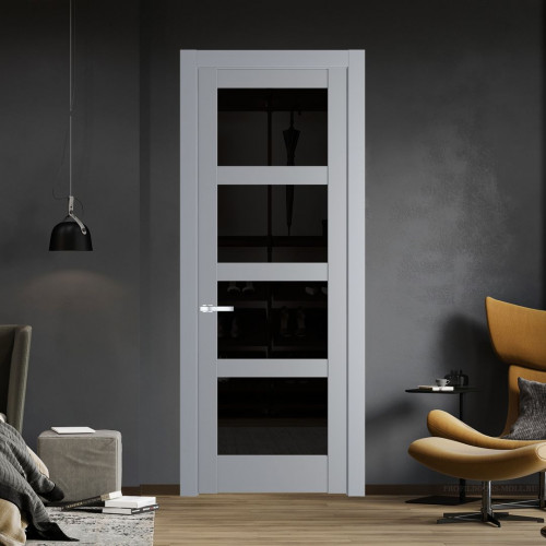 Межкомнатная дверь ProfilDoors 3.4.2 PD цвет Смоки вставка Черное тонированное