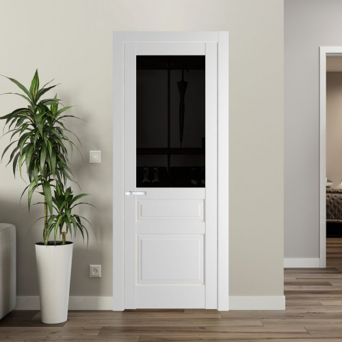 Межкомнатная дверь ProfilDoors 3.5.3 PD цвет Крем Вайт вставка Черное тонированное