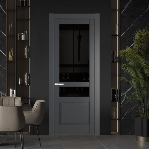 Межкомнатная дверь ProfilDoors 3.5.4 PD цвет Графит вставка Черное тонированное