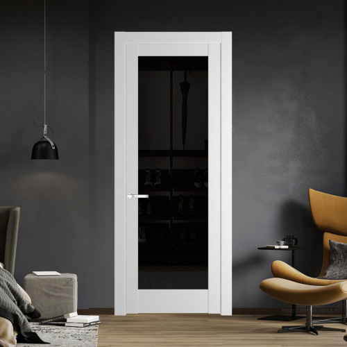 Межкомнатная дверь ProfilDoors 4.1.2 PD цвет Крем Вайт вставка Черное тонированное