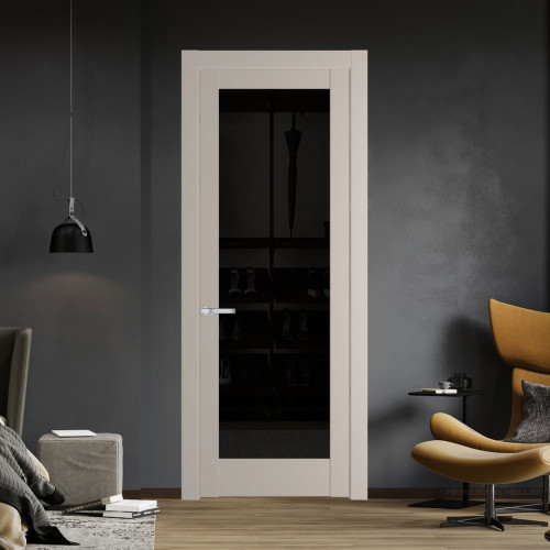Межкомнатная дверь ProfilDoors 4.1.2 PD цвет Сэнд вставка Черное тонированное