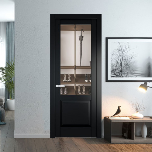 Межкомнатная дверь ProfilDoors 4.2.2 PD цвет Блэк вставка Прозрачное