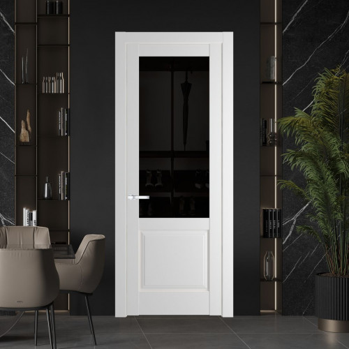 Межкомнатная дверь ProfilDoors 4.2.2 PD цвет Крем Вайт вставка Черное тонированное