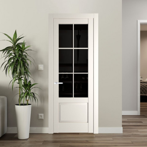Межкомнатная дверь ProfilDoors 4.2.2 (р.6) PD цвет Перламутр белый вставка Черное тонированное