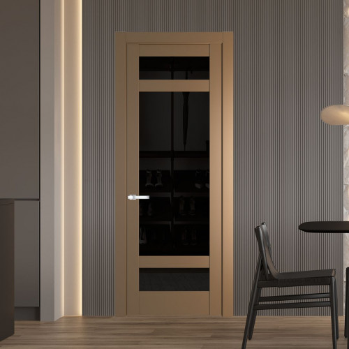 Межкомнатная дверь ProfilDoors 4.3.2 PD цвет Перламутр золото вставка Черное тонированное