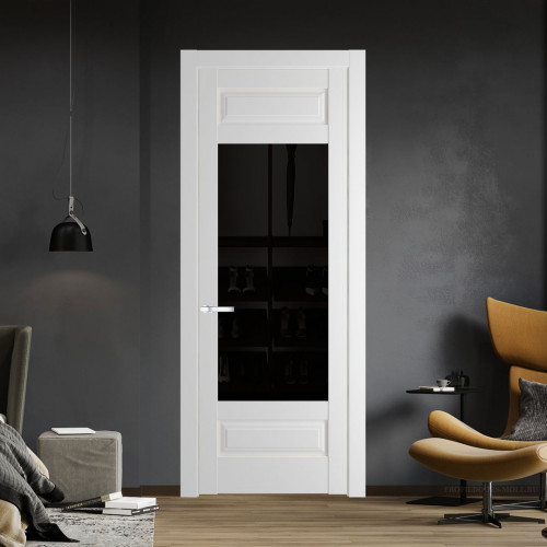 Межкомнатная дверь ProfilDoors 4.3.3 PD цвет Крем Вайт вставка Черное тонированное