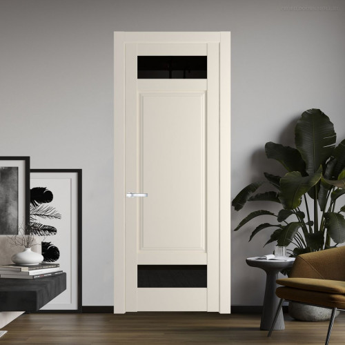 Межкомнатная дверь ProfilDoors 4.3.4 PD цвет Кремовая Магнолия вставка Черное тонированное