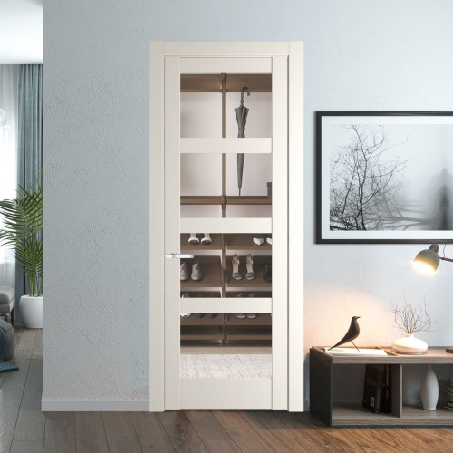 Межкомнатная дверь ProfilDoors 4.4.2 PD цвет Перламутр белый вставка Прозрачное