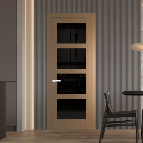 Межкомнатная дверь ProfilDoors 4.4.2 PD цвет Перламутр золото вставка Черное тонированное