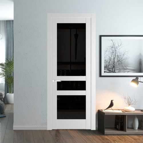 Межкомнатная дверь ProfilDoors 4.5.2 PD цвет Крем Вайт вставка Черное тонированное