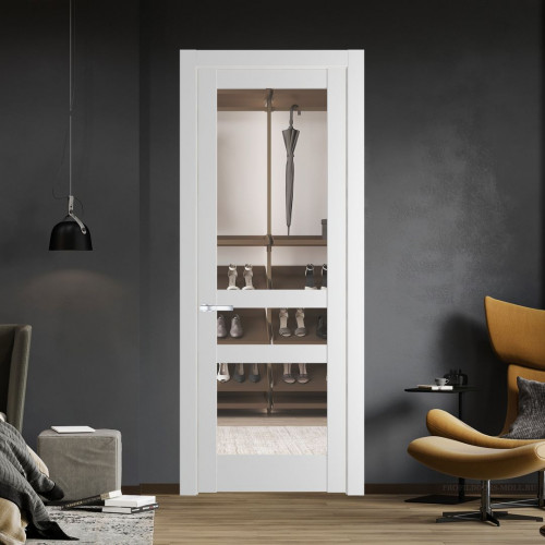 Межкомнатная дверь ProfilDoors 4.5.2 PD цвет Крем Вайт вставка Прозрачное