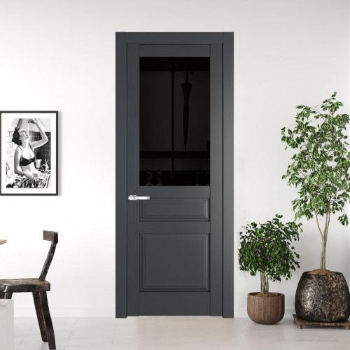 Межкомнатная дверь ProfilDoors 4.5.3 PD цвет Графит вставка Черное тонированное