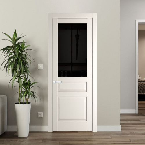Межкомнатная дверь ProfilDoors 4.5.3 PD цвет Перламутр белый вставка Черное тонированное