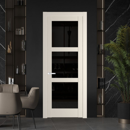 Межкомнатная дверь ProfilDoors 4.6.2 PD цвет Кремовая Магнолия вставка Черное тонированное