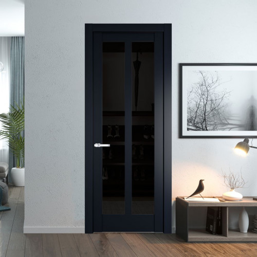 Межкомнатная дверь ProfilDoors 4.7.2 PD цвет Нэви Блу вставка Черное тонированное