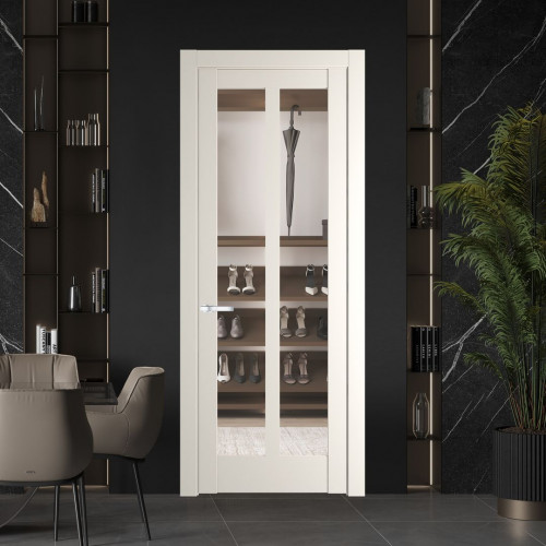 Межкомнатная дверь ProfilDoors 4.7.2 PD цвет Перламутр белый вставка Прозрачное