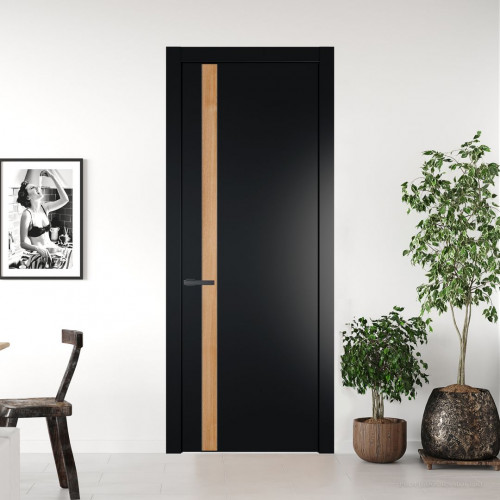 Межкомнатная дверь ProfilDoors 18 PW Блэк Дуб Карамель молдинг Серая ночь