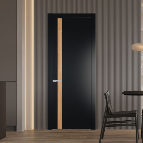 Межкомнатная дверь ProfilDoors 18 PW Блэк Дуб Карамель молдинг Серебро