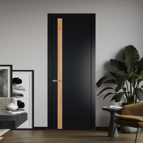 Межкомнатная дверь ProfilDoors 18 PW Блэк Дуб Карамель молдинг Золото