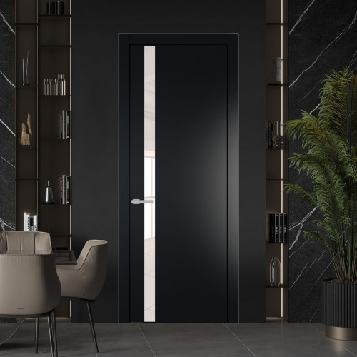 Межкомнатная дверь ProfilDoors 18 PW Блэк Lacobel Перламутровый лак молдинг Зеленый воск