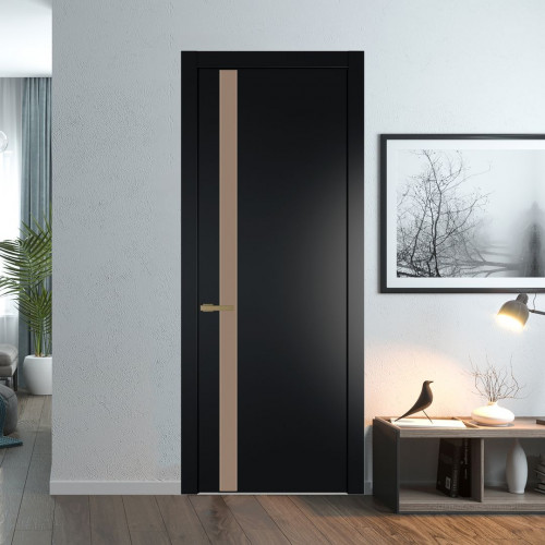 Межкомнатная дверь ProfilDoors 18 PW Блэк Монохром капучино молдинг Золото