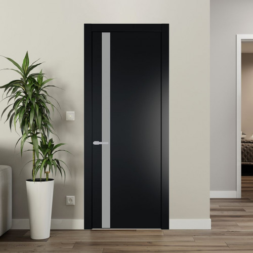 Межкомнатная дверь ProfilDoors 18 PW Блэк Монохром серый молдинг Серебро