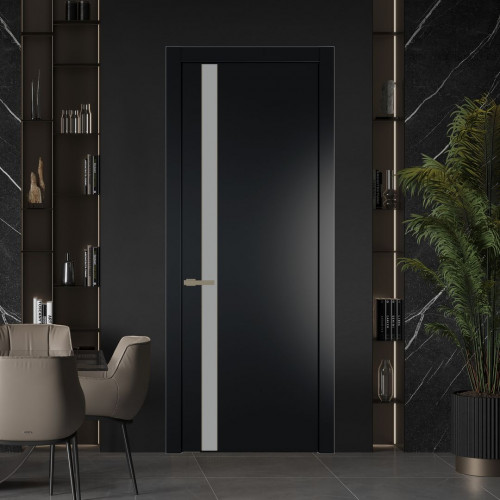 Межкомнатная дверь ProfilDoors 18 PW Блэк Монохром серый молдинг Шампань