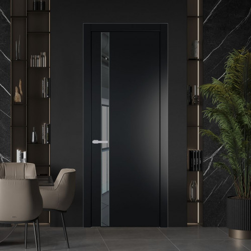 Межкомнатная дверь ProfilDoors 18 PW Блэк Зеркало Grey молдинг Зеленый воск