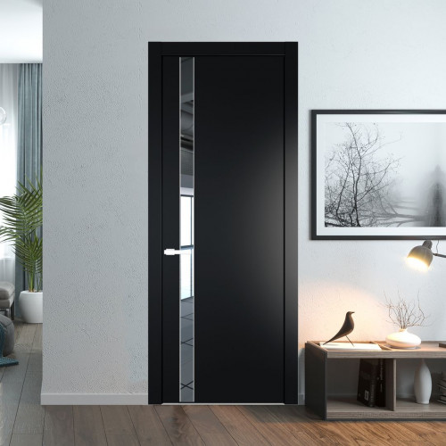 Межкомнатная дверь ProfilDoors 18 PW Блэк Зеркало молдинг Вайт