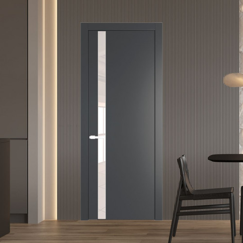 Межкомнатная дверь ProfilDoors 18 PW Графит Lacobel Перламутровый лак молдинг Вайт