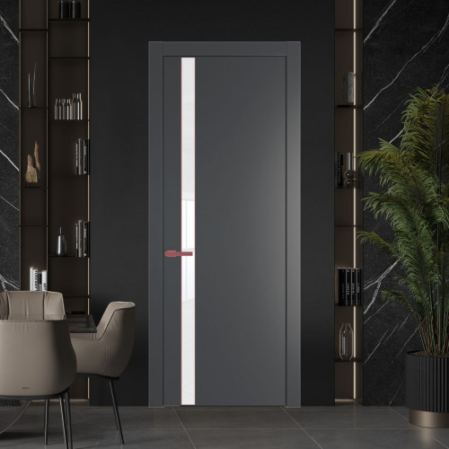 Межкомнатная дверь ProfilDoors 18 PW Графит Лак классик молдинг Красный антрацит