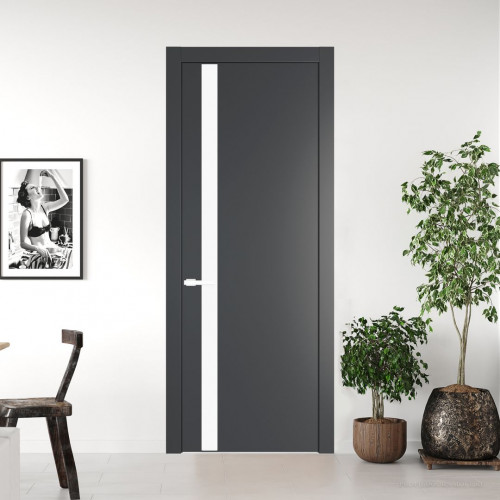 Межкомнатная дверь ProfilDoors 18 PW Графит Монохром белый просветленный молдинг Вайт