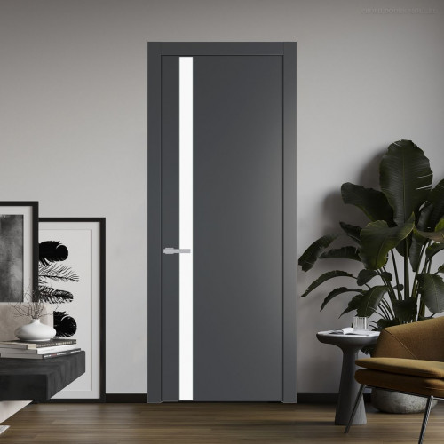 Межкомнатная дверь ProfilDoors 18 PW Графит Монохром белый просветленный молдинг Зеленый воск
