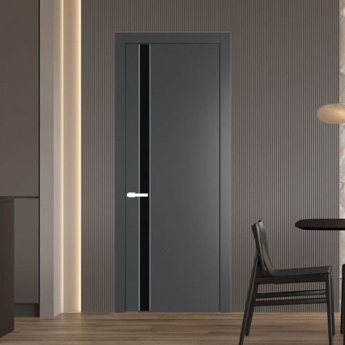 Межкомнатная дверь ProfilDoors 18 PW Графит Монохром черный молдинг Вайт